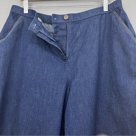 Susan Graver Style Indigo Blue Crop Wide Leg Pants - Picture 7 of 16